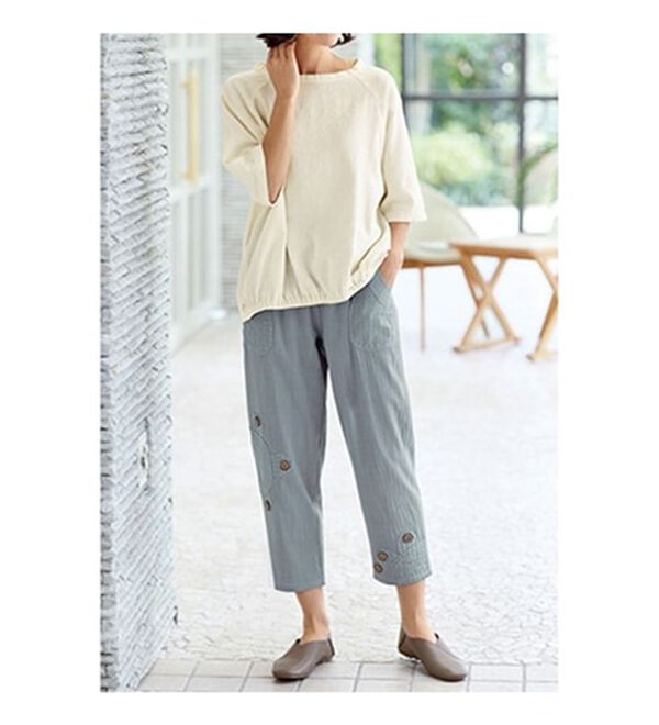 BELLUNA（ベルーナ）の「さっと決まる麻綿ゆったりプルオーバー（ブラウス）」｜詳細画像