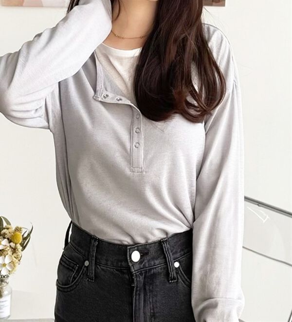 GeeRA（ジーラ）の「前後２ＷＡＹシアースラブヘンリーネックカットソー（カットソー）」｜詳細画像