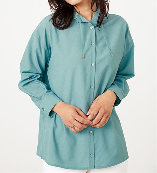 BELLUNA（ベルーナ）の「シアー素材フードデザインシャツ（シャツ）」｜詳細画像