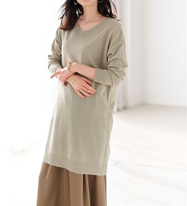 RANAN（ラナン）の「カシミヤタッチニットチュニックワンピース（チュニック）」｜詳細画像