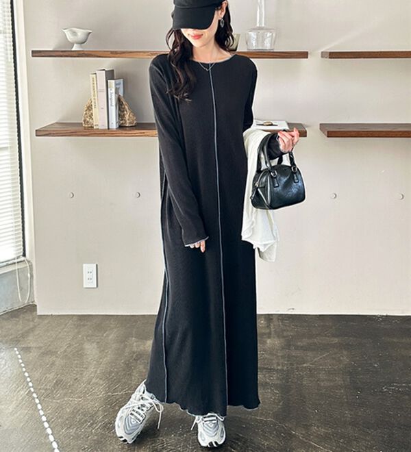 GeeRA（ジーラ）の「全骨格対応！配色プリーツワンピース（カットソーワンピース）」｜詳細画像