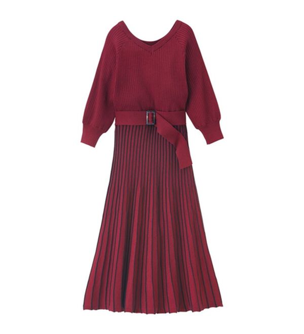 GeeRA（ジーラ）の「前後２ＷＡＹプリーツニットワンピース（ニットワンピース）」｜詳細画像