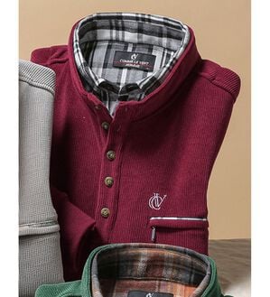 「＜コムルヴァン・オム＞着心地安心のダブル衿トレーナー（メンズトレーナー）」｜ワイン