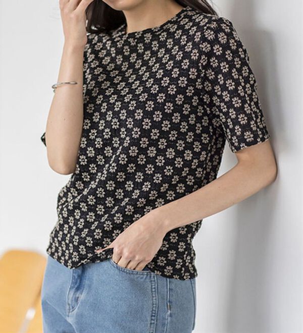 RANAN（ラナン）の「フラワーストレッチレースT（Tシャツ）」｜詳細画像