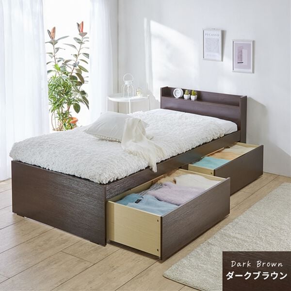 iellio（イエリオ）の「高さが選べる棚・引き出し付収納ベッド（ベッド）」｜詳細画像