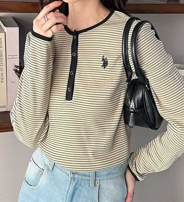 GeeRA（ジーラ）の「【U.S.POLOASSN】ワッフルヘンリーネックカットソー（カットソー）」｜詳細画像