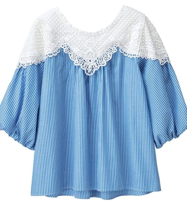 RANAN（ラナン）の「レース切替ボリューム袖ブラウス（ブラウス）」｜詳細画像