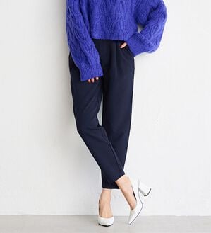 RANAN（ラナン）の「あったか！裏起毛美脚シルエットタックパンツ（フルレングスパンツ）」｜ネイビー