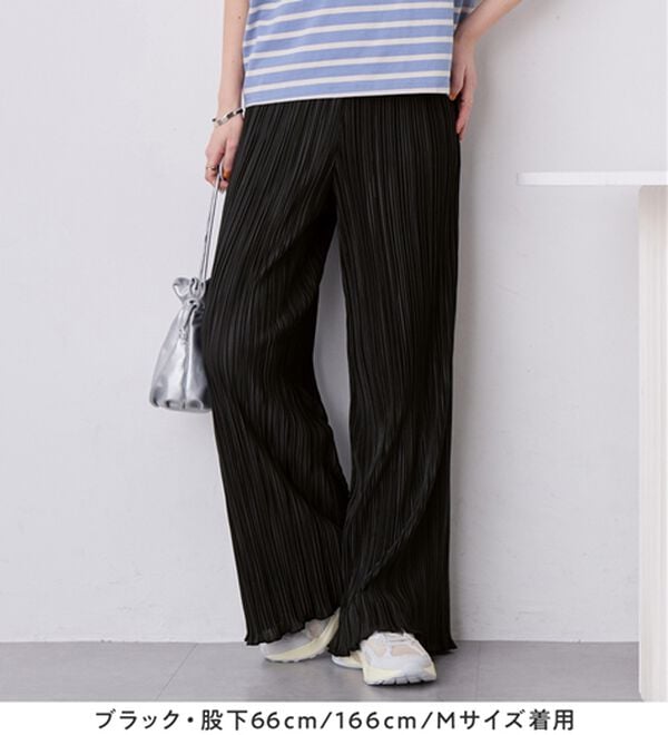 Viola e Viola（ヴィオラ エ ヴィオラ）の「着心地楽ちん！さらっと軽やかプリーツパンツ（フルレングスパンツ）」｜詳細画像
