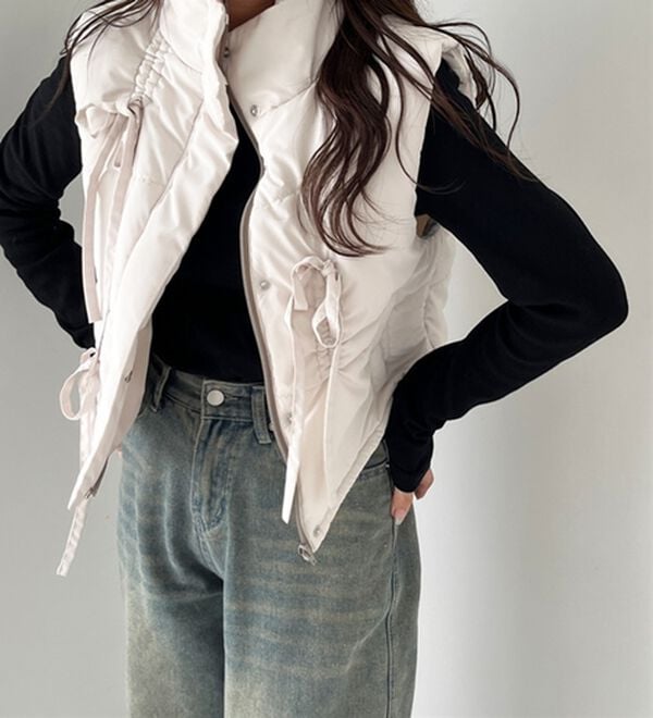 GeeRA（ジーラ）の「リボンフェイクダウンベスト（ベスト）」｜詳細画像