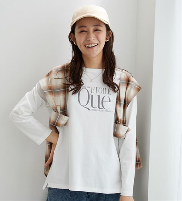 BELLUNA（ベルーナ）の「【着回しのミカタ！】綿100％大人顔サマ見えプリントロンT（カットソー）」｜詳細画像