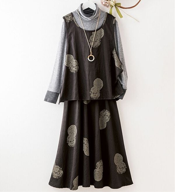 ルフラン（ルフラン）の「ドット柄セットアップ＜オリオン＞（セットアップ）」｜チャコール系