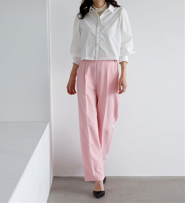 RANAN（ラナン）の「【選べる２丈】機能付！美脚シルエットセンタープレスワイドパンツ（フルレングスパンツ）」｜詳細画像