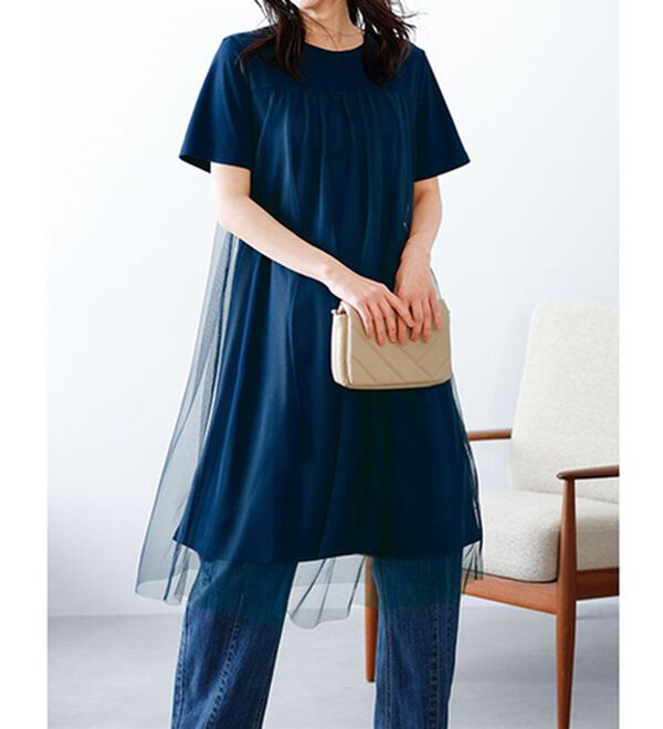 RANAN（ラナン）の「ひんやり！チュールレイヤードチュニックワンピース（チュニックワンピース）」｜詳細画像