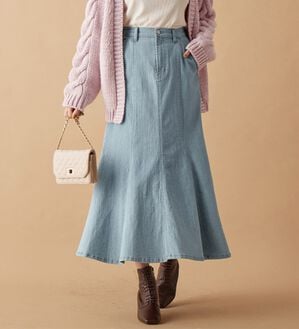 alotta（アロッタ）の「デニム素材マーメイドスカート（ロングスカート）」｜ライトブルー