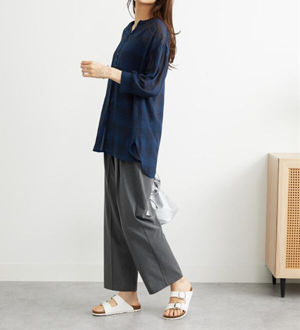 BELLUNA（ベルーナ）の「シャリ感シアー素材多ボタンチュニック（チュニック）」｜詳細画像