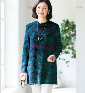 ルフラン（ルフラン）の「日本製かすりニットチュニック（チュニック）」｜詳細画像