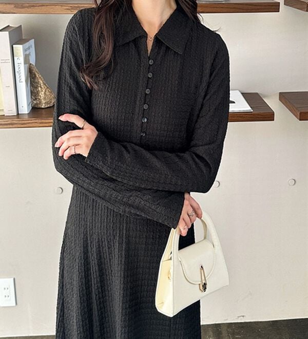 GeeRA（ジーラ）の「ポロ衿表面感素材マーメイドワンピース（カットソーワンピース）」｜詳細画像