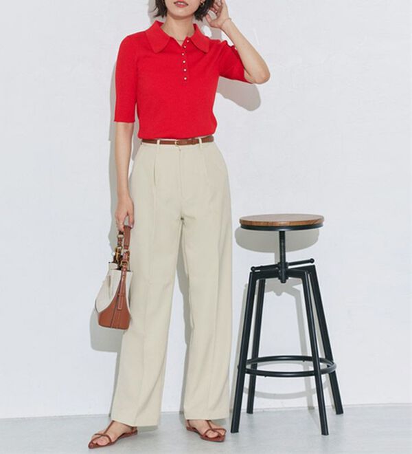 Pierrot（ピエロ）の「スタイルアップセンタープレスパンツ（フルレングスパンツ）」｜詳細画像