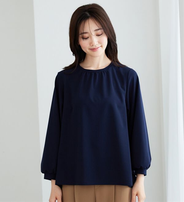 BELLUNA（ベルーナ）の「【再入荷】ボリューム袖美人顔バックフレアーＴブラウス（ブラウス）」｜詳細画像