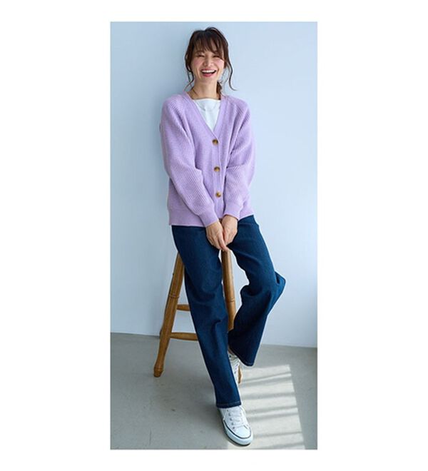 BELLUNA（ベルーナ）の「エコ素材ゆったりあぜ編ニットカーディガン（ニットカーディガン）」｜詳細画像