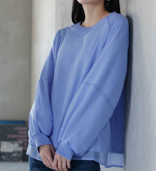 RANAN（ラナン）の「裏起毛シアー素材レイヤードスウェット（カットソー）」｜詳細画像