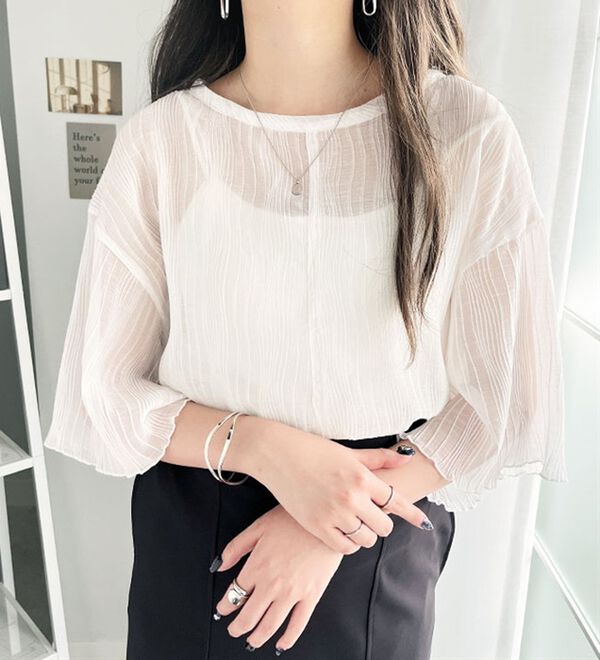 GeeRA（ジーラ）の「前後２ＷＡＹシアーＴシャツブラウス（ブラウス）」｜詳細画像