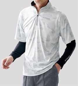 「＜ケイパ＞フェイクレイヤードハーフジップＴシャツ（メンズカットソー）」