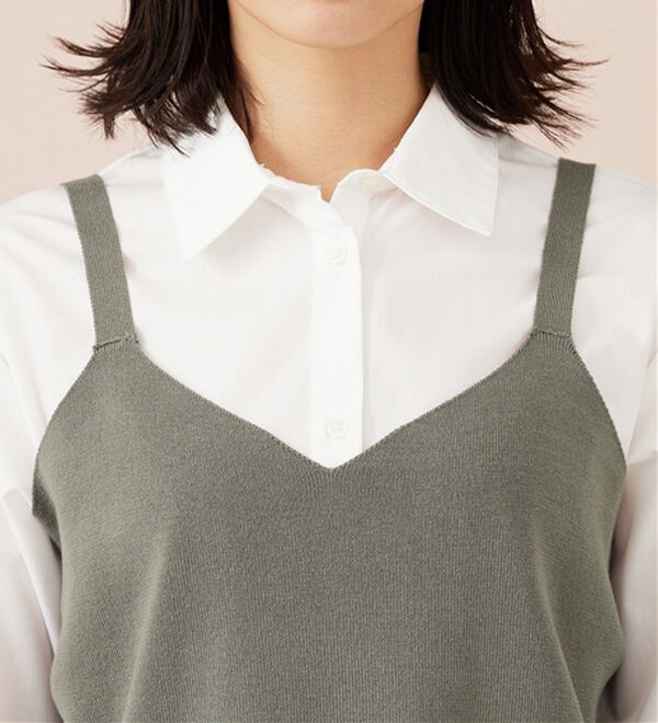BELLUNA（ベルーナ）の「ニットビスチェ&times;シャツアンサンブル（アンサンブル）」｜詳細画像