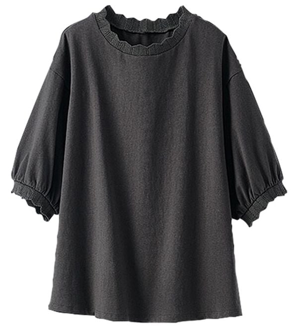 BELLUNA（ベルーナ）の「デザインリブ使いふんわり袖プルオーバー（カットソー）」｜詳細画像