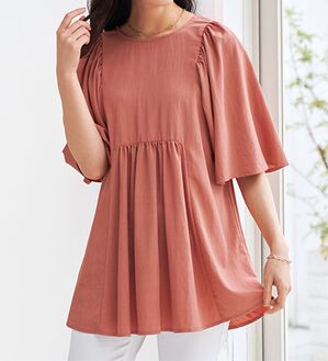 BELLUNA（ベルーナ）の「着痩せ！ワッシャー素材フレアーチュニック（チュニック）」｜詳細画像