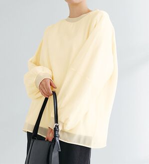 RANAN（ラナン）の「裏起毛シアー素材レイヤードスウェット（カットソー）」｜アイボリー