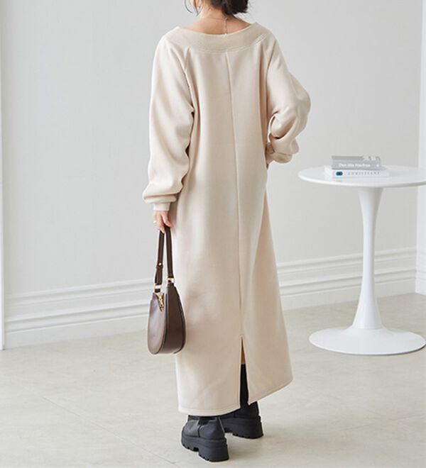 RANAN（ラナン）の「裏起毛ハーフジップワンピース（ロングワンピース）」｜詳細画像