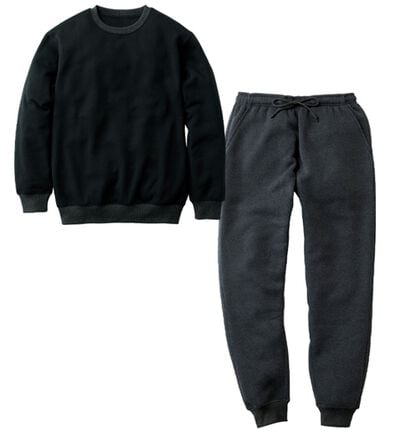 「＜シンプル＆プラス＞裏起毛スウェット上下セット（メンズルームウェア）」