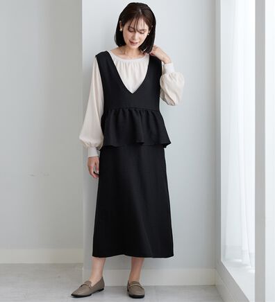 BELLUNA（ベルーナ）の「体型カバー！ペプラムジャンパースカート（ジャンパースカート）」