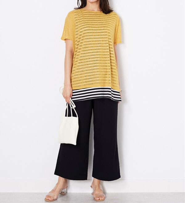 BELLUNA（ベルーナ）の「【接触冷感】なめらかタッチイージーワイドパンツ（ワイドパンツ・ガウチョ）」｜詳細画像