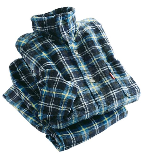 「＜ホカロン＞吸湿発熱肩キルトフリースパジャマ（メンズルームウェア）」｜ネイビー