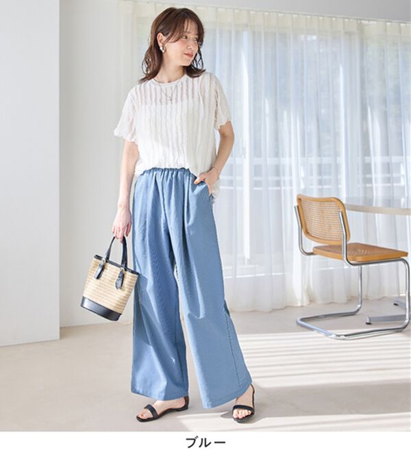 Viola e Viola（ヴィオラ エ ヴィオラ）の「風が通り抜ける！サッカーワイドパンツ（ワイドパンツ・ガウチョ）」｜詳細画像