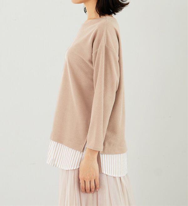 BELLUNA（ベルーナ）の「 ラメストライプシャツフェイクチュニック（チュニック）」｜詳細画像