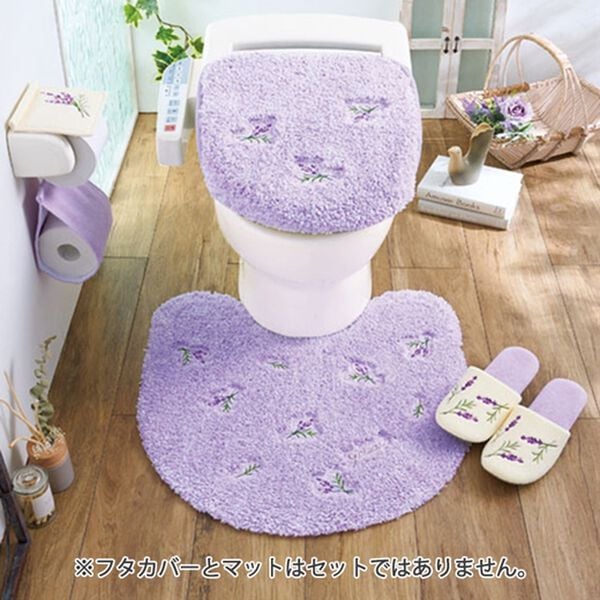 「小花刺繍がかわいいスイートトイレタリーシリーズ（トイレマット）」｜ラベンダー