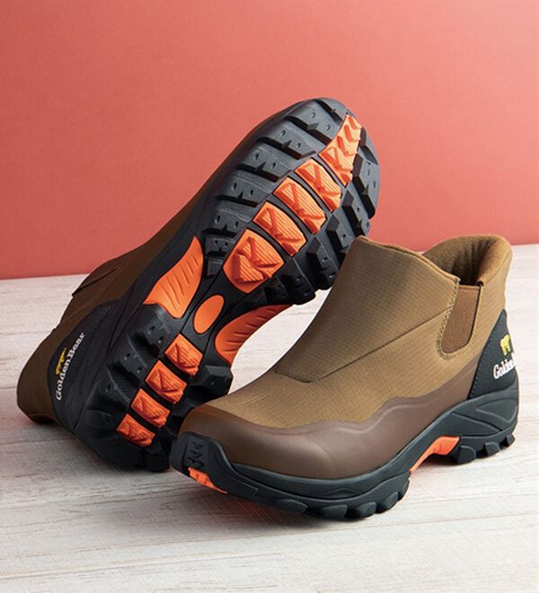 「＜ゴールデンベア＞かがまずラクチン！防水防滑ショートブーツ（メンズブーツ）」｜ブラウン