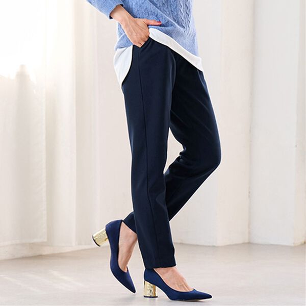 RANAN（ラナン）の「あったか！裏起毛美脚シルエットタックパンツ（フルレングスパンツ）」｜ネイビー