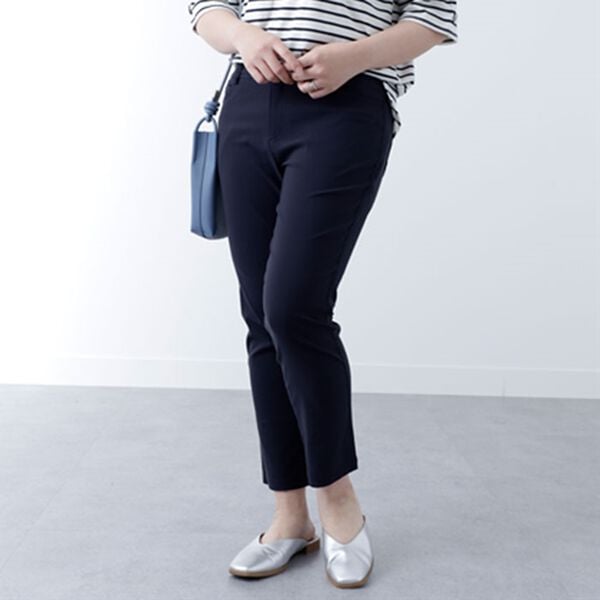 にこるー　BK BELLUNA PLUS パンツ ストレッチ麻入りアンクルパンツ股下66cm