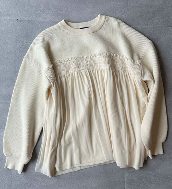 RANAN（ラナン）の「洗える！ビスチェ風チュールドッキングニット＜ムースタッチライト＞（ニット・セーター）」｜詳細画像