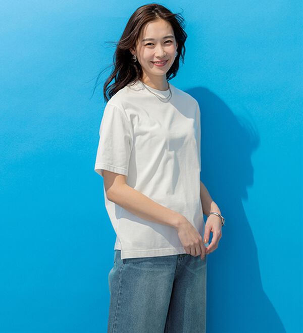 BELLUNA（ベルーナ）の「【選べる袖丈】＜エアリーアイスコットン＞オーバーサイズＴシャツ（カットソー）」｜詳細画像