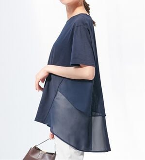 alotta（アロッタ）の「【接触冷感】バックシフォン切替チュニック（チュニック）」｜ネイビー