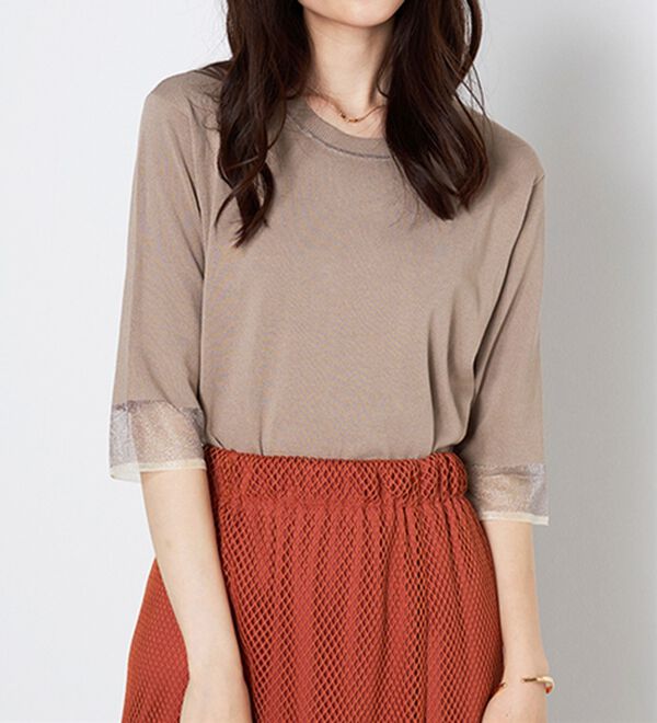 BELLUNA（ベルーナ）の「袖シアーラメ入りニットプルオーバー（ニット・セーター）」｜詳細画像