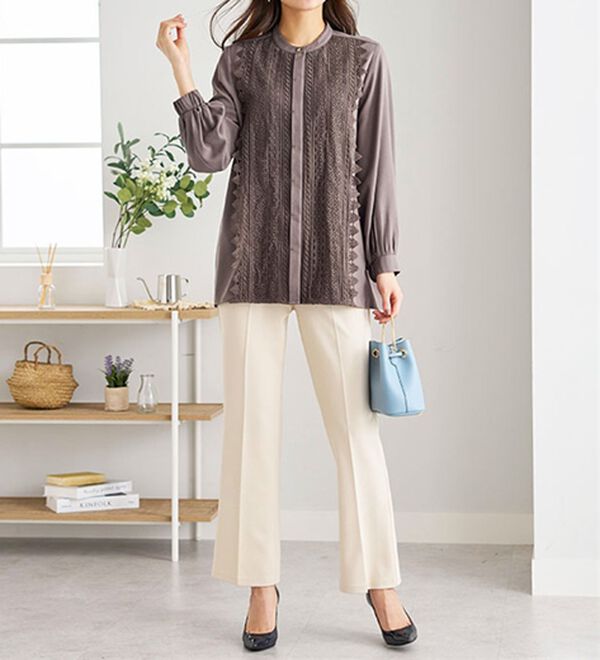 BELLUNA（ベルーナ）の「ケミカルレース上品シャツチュニック（チュニック）」｜詳細画像