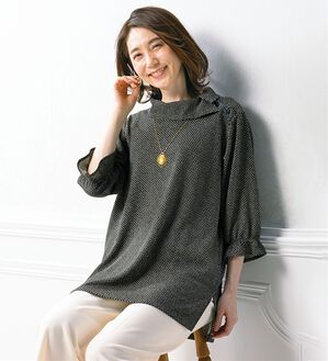 ルフラン（ルフラン）の「日本製衿デザインニットちりめんチュニック（チュニック）」｜ひった柄