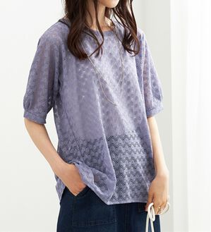 BELLUNA（ベルーナ）の「ラッセルレースパフ袖アンサンブル（アンサンブル）」｜ライラック